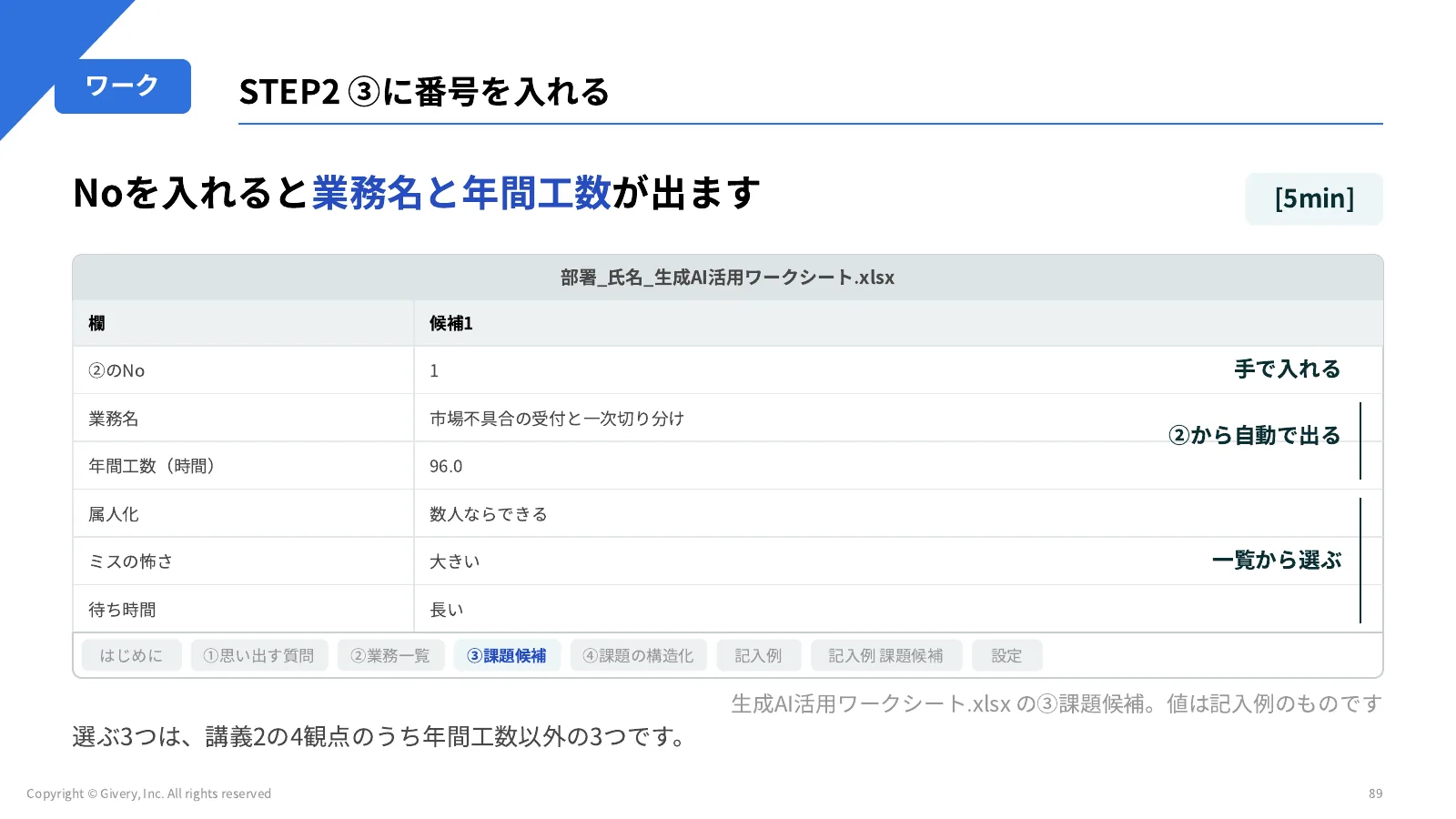 89ページ STEP2 ③に番号を入れる